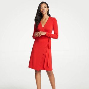 Ann Taylor Red Long Sleeve Wrap Dress. EUC.
